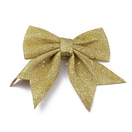 Glitter Cloth Bowknot Pendant Decoration, for Christmas Tree Gift Box Hanging Ornaments, Light Khaki, 165~180x160~175x19~20mm(DIY-I112-01G)