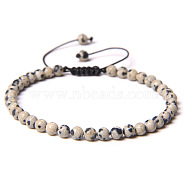 4mm Natural Dalmatian Jasper Beaded Braided Bracelets, Adjustable Women's Bracelets, (SY1950-11)