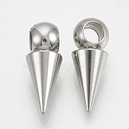 201 Stainless Steel Pendants, Cone, Stainless Steel Color, 16x6mm, Hole: 3mm(STAS-S078-02)