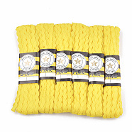 Polypropylene Fiber Ribbons, Wave Shape, Yellow, 7~8mm, 15yard/bundle, 6bundles/bag(SRIB-S050-B08)