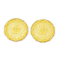 Polyester Woven Pendant Decorations, with Iron Findings, Flat Round with Star, Light Gold, Gold, 40x2mm(FIND-S283-04E)