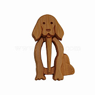 Wooden Animal Pattern Brooch Pins, Shawl Sweater Pins, Scarf Pins, Women's Gift Brooch, Dog, 3~13mm(PW-WG83324-04)