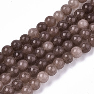 Natural White Jade Beads Strands, Round, Dyed, Coconut Brown, 4mm, Hole: 0.5mm, about 91~95pcs/strand, 14.57 inch~15.35 inch(37~39cm)(G-S359-242A)