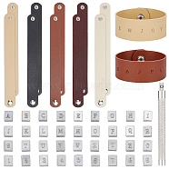 Elite DIY Number Letter Pattern Cord Bracelet Making Kits, Including PU Leather Wide Band Cord Bracelet, Leather Stamping Tool Kits, Mixed Color, Cord Bracelet: 10Pcs/bag(DIY-PH0009-04)