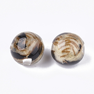 Resin Beads, with Cloth Inside, Round, Colorful, 16~16.5mm, Hole: 3mm(RESI-S377-26A)