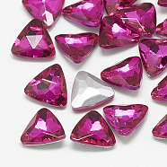 Pointed Back Glass Rhinestone Cabochons, Back Plated, Faceted, Triangle, Rose, 18x18x6mm(RGLA-T087-18mm-09)
