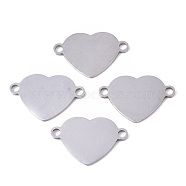201 Stainless Steel Links connectors, Laser Cut, Heart, Stamping Blank Tag, Stainless Steel Color, 12x18.5x1mm, Hole: 1.8mm(STAS-R104-027P)