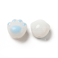 Opaque Acrylic Beads, Cat Paw, Light Sky Blue, 11x12x9.7mm, Hole: 1.6mm(X1-FIND-I029-02B)