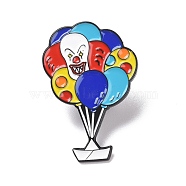 Balloon and Clown Enamel Pin, Cartoon Alloy Badge for Backpack Clothes, Electrophoresis Black, Colorful, 35x24x1.5mm, Pin: 1.3mm(JEWB-H006-18EB)