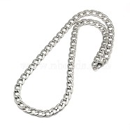 Fashionable 304 Stainless Steel Curb Chain/Twisted Chain Necklaces, with Lobster Claw Clasps, Stainless Steel Color, 21 inch~22 inch(53.3~55.9cm), 9mm(STAS-A028-N126P)