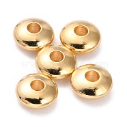 Brass Beads, Long-Lasting Plated, Rondelle, Real 24K Gold Plated, 4.5x2mm, Hole: 1.6mm(KK-H759-25F-G)