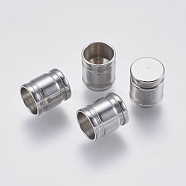 201 Stainless Steel Cord End Caps, Column, Stainless Steel Color, 7x6mm, Hole: 5mm(STAS-F195-005P-6mm)