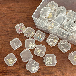 Mini Transparent Plastic Beads Containers, for Earrings, Rings, Bracelets Storage, Square, White, 3.5x3.5cm(X-PW-WG74209-01)