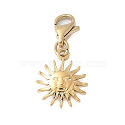 304 Stainless Steel Sun Pendant Decoration, with Lobster Claw Clasps, PVD Vacuum Plating, Real 18K Gold Plated, 24mm(STAS-S165-09G)