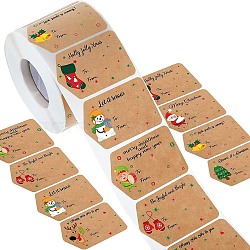 Christmas Theme Cartoon Paper Stickers, Self-adhesive Decorative Stickers Decals, Sandy Brown, 60x40mm, 500pcs/roll(STIC-P013-07C)