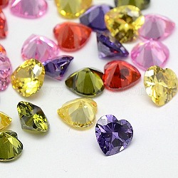 Cubic Zirconia Pointed Back Cabochons, Grade A, Faceted, Heart, Mixed Color, 6x6x3.6mm(ZIRC-M005-6mm)