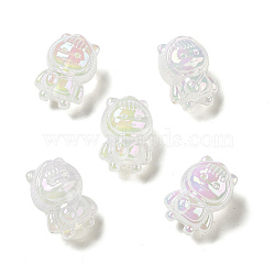 UV Plating Rainbow Iridescent Acrylic Beads, Girl with Cat Clothes, WhiteSmoke, 22x15.5x15mm, Hole: 3.5mm(PACR-M002-12A)