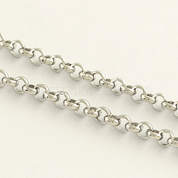 304 Stainless Steel Rolo Chains, Unwelded, Stainless Steel Color, 2.5x0.8mm(X-CHS-R009-08)