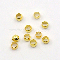 Brass Crimp Beads, Rondelle, Golden, 3x3mm, Hole: 2mm(KK-L023-G)