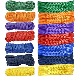 7 Bumdles 7 Colors Core Parachute Cords, Polyester Cords, Mixed Color, 4mm, about 3m/bundle, 1 bundle/color(OCOR-YW0001-09)