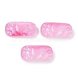 Spray Painted Transparent Glass Connector Charms, Curved Rectangle Links, Hot Pink, 25x12x6.5mm, Hole: 1.4mm(GLAA-H035-06I)