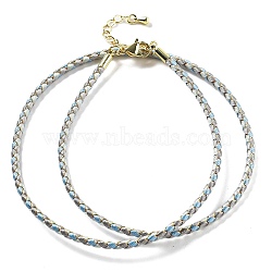 Polyester Cord Braided Necklace Makings, with Brass Findings, Stainless Steel Clasps, Long-Lasting Plated, Golden, Sky Blue, 18-3/4 inch(47.5cm)(MAK-L043-03G-03)