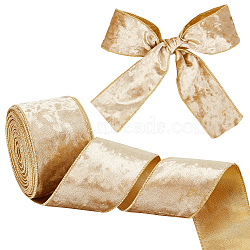 Single Face Velvet Wired Ribbon, Gold Edged Polyester Back Ribbon, for Bowknot Making, Antique White, 2 inch(50mm), about 9m(OCOR-WH0078-222B-02)