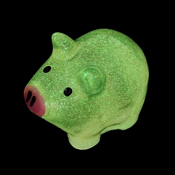 Luminous Resin Pig Ornament, Glow in the Dark Minifigure Cartoon Pig Display Decoration, Pink, 16.5x20.5x12.5mm(CRES-M020-11A)