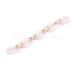 Transparent Acrylic & CCB Plastic Linking Cable Chains, Quick Link Chains, Pink, 34.5x21x5.5mm and 19x12x4.5mm, about 39.37 inch(1m)/strand(AJEW-JB00911-05)