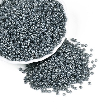 8/0 Ceylon Round Glass Seed Beads, Gray, Size: about 3mm in diameter, hole:1mm, about 1101pcs/50g