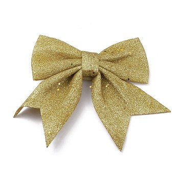 Glitter Cloth Bowknot Pendant Decoration, for Christmas Tree Gift Box Hanging Ornaments, Light Khaki, 165~180x160~175x19~20mm