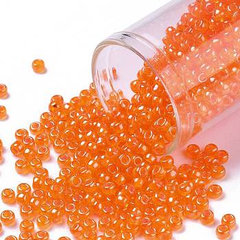 TOHO Round Seed Beads, Japanese Seed Beads, (957) Inside Color Hyacinth/White Lined, 8/0, 3mm, Hole: 1mm, about 1110pcs/50g