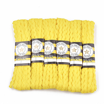 Polypropylene Fiber Ribbons, Wave Shape, Yellow, 7~8mm, 15yard/bundle, 6bundles/bag