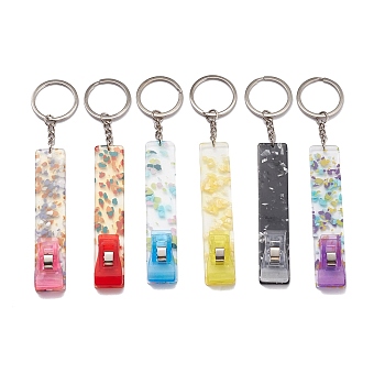 Ferroalloy, Plastic and Acrylic Keychain, Contactless Card Extractor, for Long Nail Card Extractor Keychain with Card Puller for Girls, Rectangle, Mixed Color, 15.5cm
