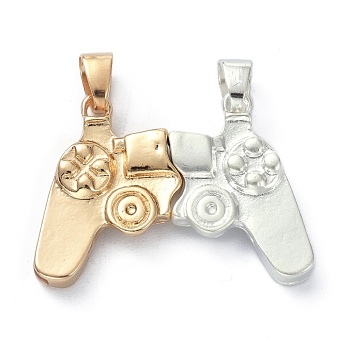 Alloy Magnetic Friendship Controller Necklace Set, Magnet Game Console Handle Pendants, for Friend Couples Gift, Golden & Silver, 20.5x28x4mm, Hole: 4.5x4mm