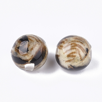 Resin Beads, with Cloth Inside, Round, Colorful, 16~16.5mm, Hole: 3mm