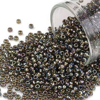 TOHO Round Seed Beads, Japanese Seed Beads, (999) Gilt Lined AB Black Diamond, 11/0, 2.2mm, Hole: 0.8mm, about 5555pcs/50g