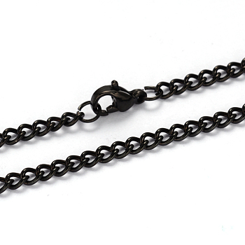 304 Stainless Steel Twisted Chain Curb Chain Necklaces, with Lobster Claw Clasps, Gunmetal, 21.85 inch(55.5cm), 3mm