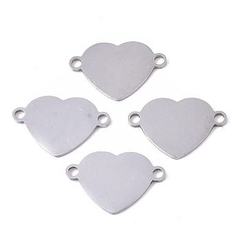 201 Stainless Steel Links connectors, Laser Cut, Heart, Stamping Blank Tag, Stainless Steel Color, 12x18.5x1mm, Hole: 1.8mm