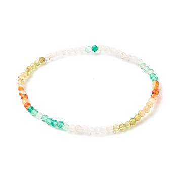 3MM Natural Mixed Gemstone Round Beads Stretch Bracelet for Women, Inner Diameter: 2-1/4 inch(5.7cm), Beads: 3mm