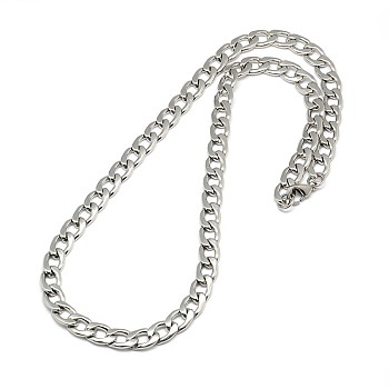 Fashionable 304 Stainless Steel Curb Chain/Twisted Chain Necklaces, with Lobster Claw Clasps, Stainless Steel Color, 21 inch~22 inch(53.3~55.9cm), 9mm