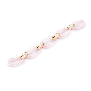 Transparent Acrylic & CCB Plastic Linking Cable Chains, Quick Link Chains, Pink, 34.5x21x5.5mm and 19x12x4.5mm, about 39.37 inch(1m)/strand