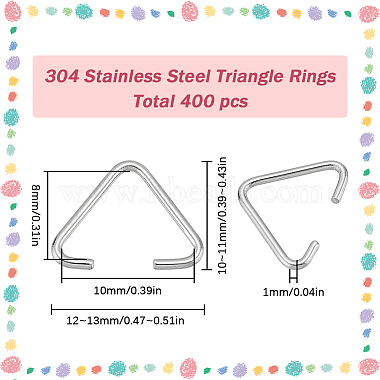 400Pcs 304 Stainless Steel Triangle Rings(STAS-SC0006-24)-2