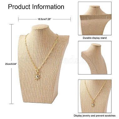 Wooden Covered with Imitation Burlap Necklace Displays(NDIS-K001-B15)-5