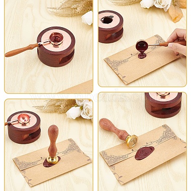 Brass Wax Seal Stamp with Rosewood Handle(AJEW-WH0412-0039)-3