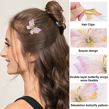 CRASPIRE 8Pcs 8 Style Double Layers Tulle Butterfly Alligator Hair Clips(PHAR-CP0001-06)-4