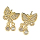 Rack Plating Brass Butterfly Dangle Stud Earrings with Cubic Zirconia for Women(EJEW-L261-011G)-1