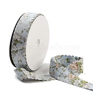 20 Yards Flower Printed Polyester Ribbon, Double Wavy Edged Ribbon for Gift Wrapping, Light Steel Blue, 1 inch(25mm), about 20.00 Yards(18.29m)/Roll(OCOR-Z005-03E)