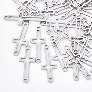 201 Stainless Steel Links connectors, Laser Cut Links, Sideways Cross, Stainless Steel Color, 24x9x1mm, Hole: 1.8mm(STAS-T044-65P)