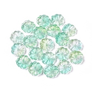 Transparent Glass Beads, Flower, Two Tone, Medium Aquamarine, 15x4mm, Hole: 1.2mm(GLAA-H016-06F-14)